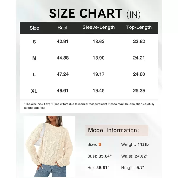 BTFBM Casual Women Long Sleeve Sweater 2024 Fall Ribbed Knit Pullover Loose Crewneck Cable Sweater Jumper TopsSolid Apricot
