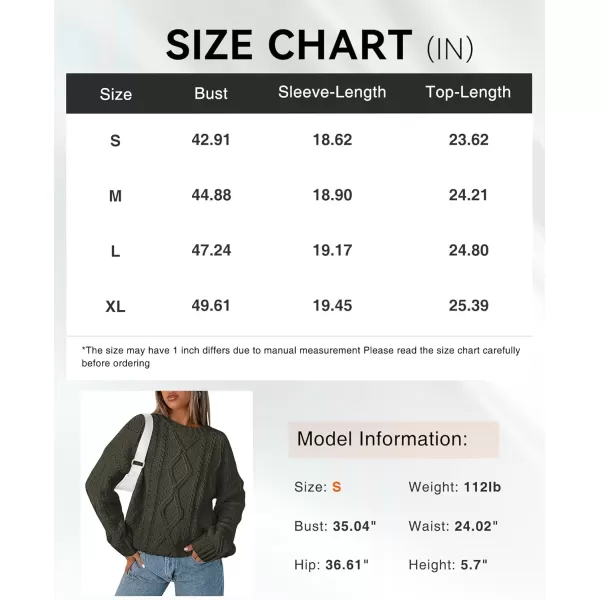 BTFBM Casual Women Long Sleeve Sweater 2024 Fall Ribbed Knit Pullover Loose Crewneck Cable Sweater Jumper TopsSolid Army Green