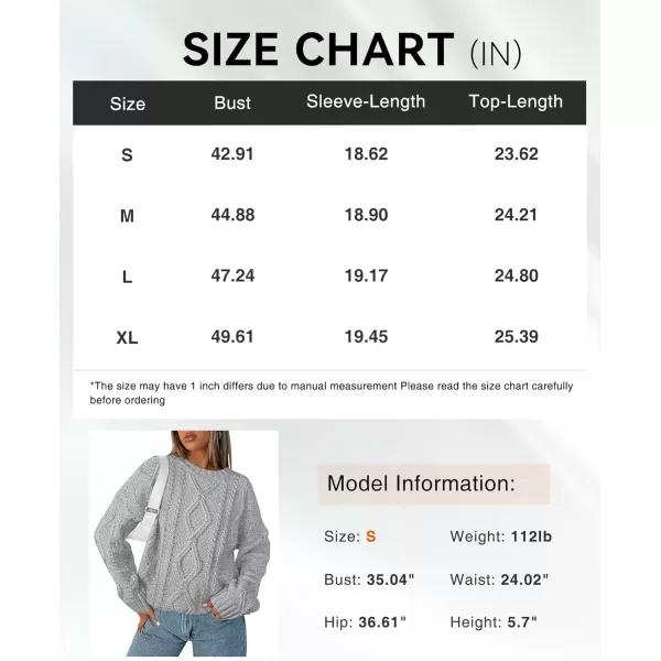 BTFBM Casual Women Long Sleeve Sweater 2024 Fall Ribbed Knit Pullover Loose Crewneck Cable Sweater Jumper TopsSolid Grey