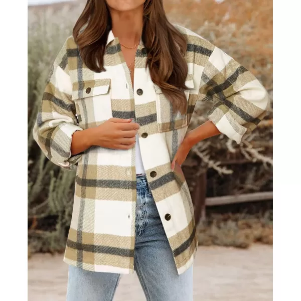 BTFBM Womens Long Sleeve Button Down Jackets Plaid Flannel Shirts Tops Casual Lapel V Neck Oversized Shackets Blouses TopPlaid Apricot