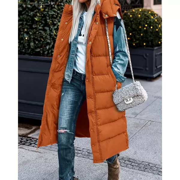 BTFBM Long Puffer Vest Women Quilted Hooded Button Down Zip Up Sleeveless Vests Outerwear Padded Jacket Winter Coat 2024Orange