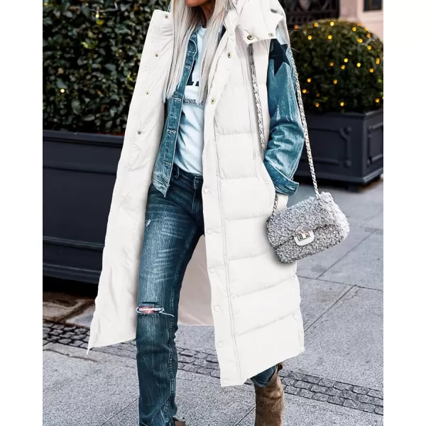 BTFBM Long Puffer Vest Women Quilted Hooded Button Down Zip Up Sleeveless Vests Outerwear Padded Jacket Winter Coat 2024White