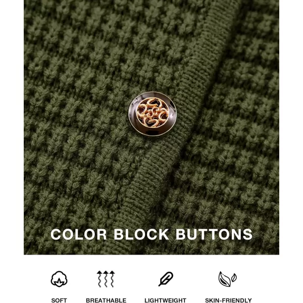 BTFBM Women Cardigan Sweaters Fall Fashion 2024 Button Down Long Sleeve Chunky Knit Open Front Tweed Jacket OuterwearSolid Army Green
