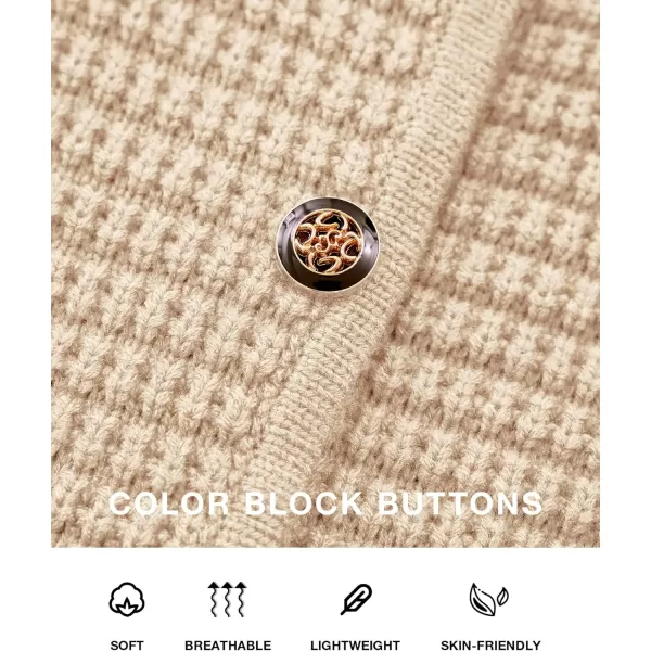 BTFBM Women Cardigan Sweaters Fall Fashion 2024 Button Down Long Sleeve Chunky Knit Open Front Tweed Jacket OuterwearSolid Beige