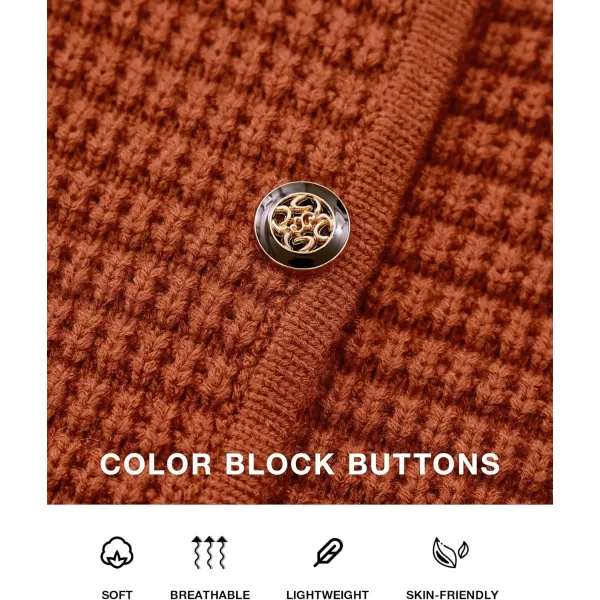 BTFBM Women Cardigan Sweaters Fall Fashion 2024 Button Down Long Sleeve Chunky Knit Open Front Tweed Jacket OuterwearSolid Caramel