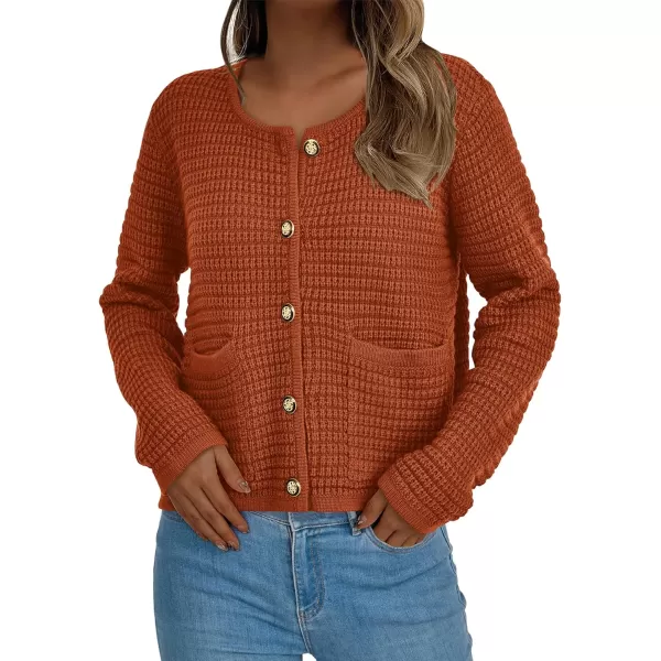 BTFBM Women Cardigan Sweaters Fall Fashion 2024 Button Down Long Sleeve Chunky Knit Open Front Tweed Jacket OuterwearSolid Caramel