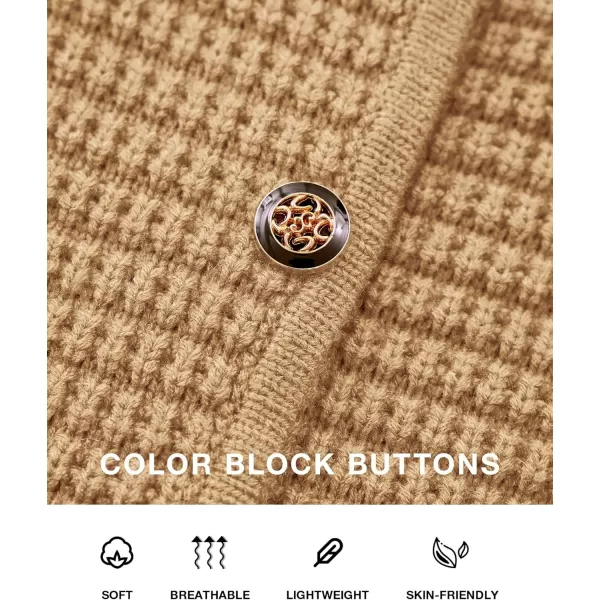 BTFBM Women Cardigan Sweaters Fall Fashion 2024 Button Down Long Sleeve Chunky Knit Open Front Tweed Jacket OuterwearSolid Khaki