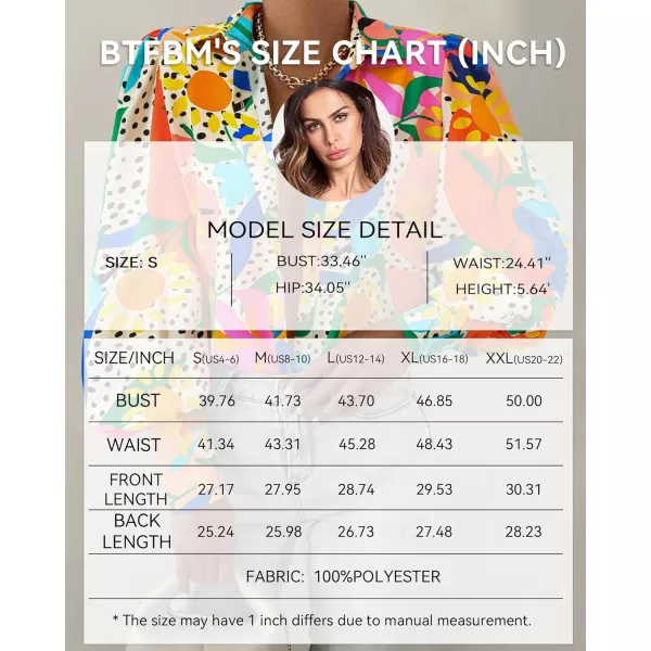 BTFBM Women Fashion Button Down Shirts Lapel V Neck Printed Solid Boho Long Sleeve Blouses Dressy Casual Summer Fall TopMulti Orange