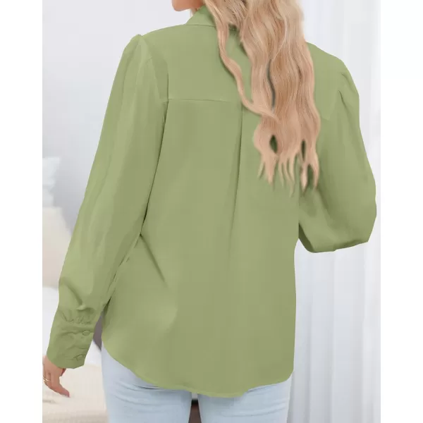 BTFBM Women Fashion Button Down Shirts Lapel V Neck Printed Solid Boho Long Sleeve Blouses Dressy Casual Summer Fall TopSolid Green