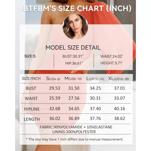 BTFBM Women One Shoulder Ruched Bodycon Mini Dress Puff Long Sleeve 2024 Summer Fall Club Party Cocktail Short DressesSolid Orange