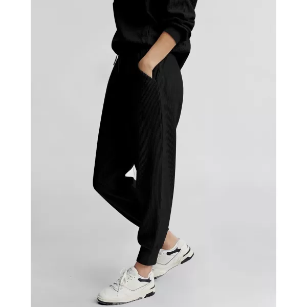 BTFBM Womens 2 Piece Tracksuit Fall Outfits 2024 Long Sleeve Half Zip Sweatshirt Sweatpants Lounge Set SweatsuitsSolid Black
