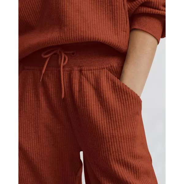 BTFBM Womens 2 Piece Tracksuit Fall Outfits 2024 Long Sleeve Half Zip Sweatshirt Sweatpants Lounge Set SweatsuitsSolid Brick Red