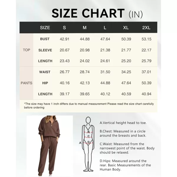 BTFBM Womens 2 Piece Tracksuit Fall Outfits 2024 Long Sleeve Half Zip Sweatshirt Sweatpants Lounge Set SweatsuitsSolid Coffee