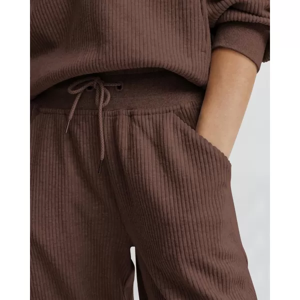 BTFBM Womens 2 Piece Tracksuit Fall Outfits 2024 Long Sleeve Half Zip Sweatshirt Sweatpants Lounge Set SweatsuitsSolid Coffee