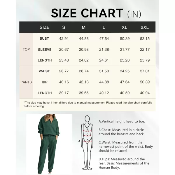 BTFBM Womens 2 Piece Tracksuit Fall Outfits 2024 Long Sleeve Half Zip Sweatshirt Sweatpants Lounge Set SweatsuitsSolid Dark Green
