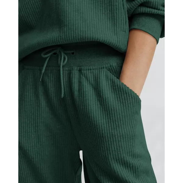BTFBM Womens 2 Piece Tracksuit Fall Outfits 2024 Long Sleeve Half Zip Sweatshirt Sweatpants Lounge Set SweatsuitsSolid Dark Green