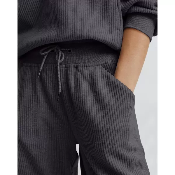 BTFBM Womens 2 Piece Tracksuit Fall Outfits 2024 Long Sleeve Half Zip Sweatshirt Sweatpants Lounge Set SweatsuitsSolid Dark Grey