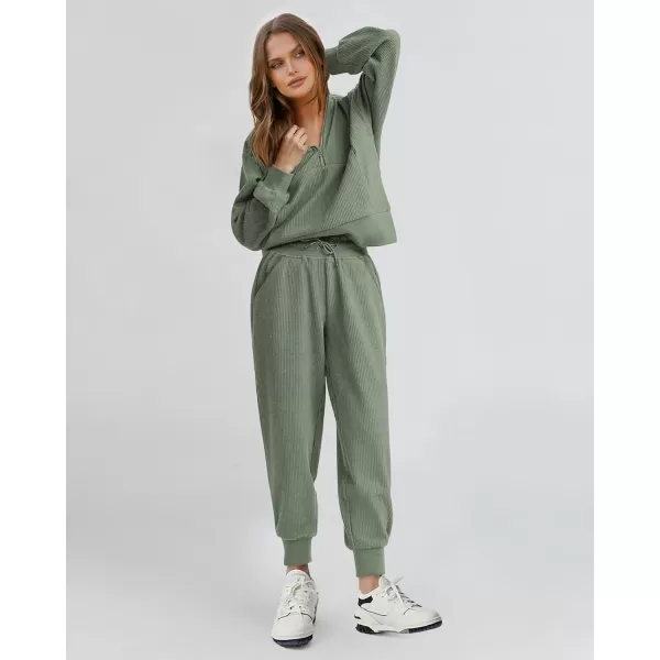 BTFBM Womens 2 Piece Tracksuit Fall Outfits 2024 Long Sleeve Half Zip Sweatshirt Sweatpants Lounge Set SweatsuitsSolid Fruit Green