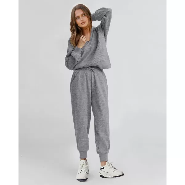 BTFBM Womens 2 Piece Tracksuit Fall Outfits 2024 Long Sleeve Half Zip Sweatshirt Sweatpants Lounge Set SweatsuitsSolid Grey