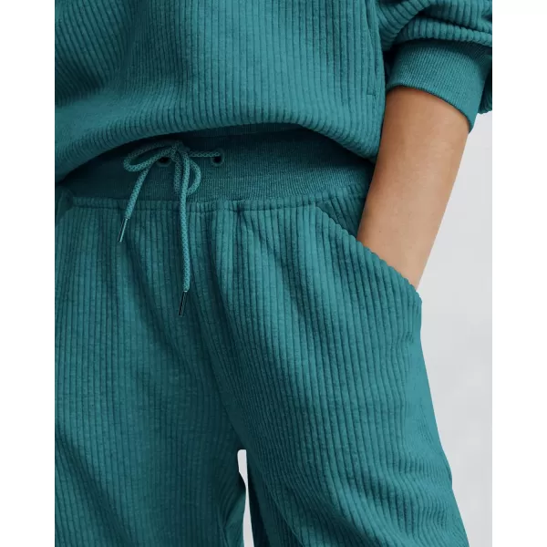 BTFBM Womens 2 Piece Tracksuit Fall Outfits 2024 Long Sleeve Half Zip Sweatshirt Sweatpants Lounge Set SweatsuitsSolid Lake Blue