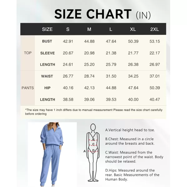 BTFBM Womens 2 Piece Tracksuit Fall Outfits 2024 Long Sleeve Half Zip Sweatshirt Sweatpants Lounge Set SweatsuitsSolid Light Blue