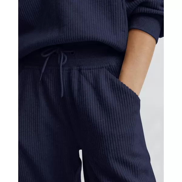 BTFBM Womens 2 Piece Tracksuit Fall Outfits 2024 Long Sleeve Half Zip Sweatshirt Sweatpants Lounge Set SweatsuitsSolid Navy