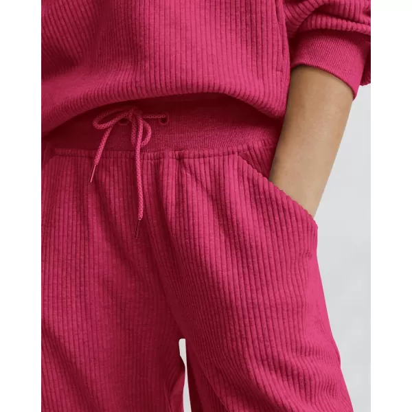 BTFBM Womens 2 Piece Tracksuit Fall Outfits 2024 Long Sleeve Half Zip Sweatshirt Sweatpants Lounge Set SweatsuitsSolid Rose Red