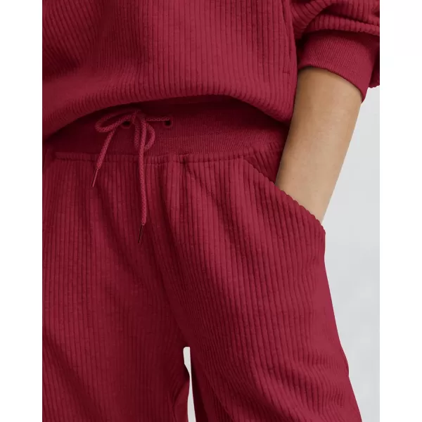 BTFBM Womens 2 Piece Tracksuit Fall Outfits 2024 Long Sleeve Half Zip Sweatshirt Sweatpants Lounge Set SweatsuitsSolid Wine Red