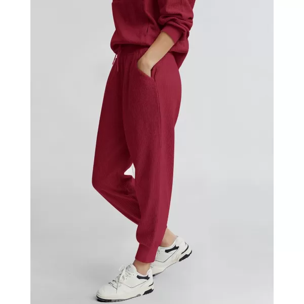 BTFBM Womens 2 Piece Tracksuit Fall Outfits 2024 Long Sleeve Half Zip Sweatshirt Sweatpants Lounge Set SweatsuitsSolid Wine Red