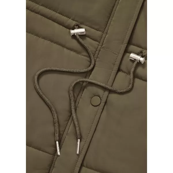 BTFBM Womens Casual Outerwear Vest Button Down Zip Up Padded Gilet Drawstring Sleeveless Jackets Coats with PocketsSolid Army Green