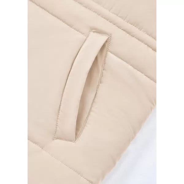 BTFBM Womens Casual Outerwear Vest Button Down Zip Up Padded Gilet Drawstring Sleeveless Jackets Coats with PocketsSolid Beige