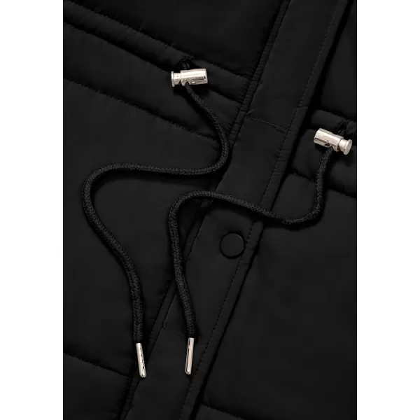 BTFBM Womens Casual Outerwear Vest Button Down Zip Up Padded Gilet Drawstring Sleeveless Jackets Coats with PocketsSolid Black