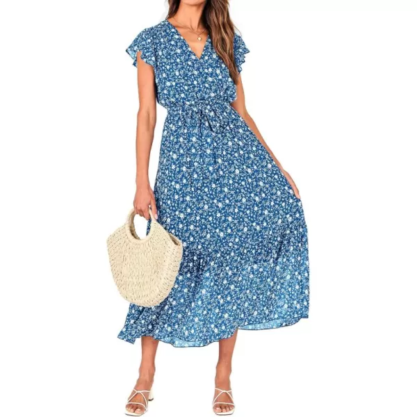 Floral White Blue
