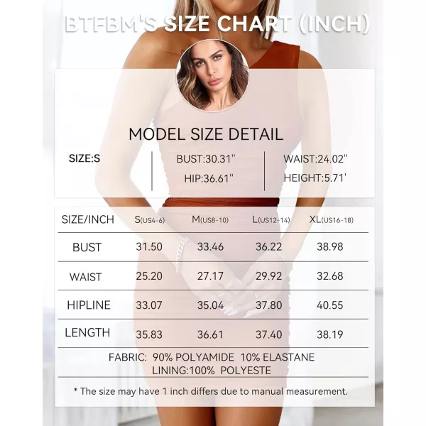 BTFBM Summer One Shoulder Dresses for Women 2024 Sleeveless Ruched Bodycon Mini Dress Sexy Club Party Cocktail DressesSolid Caramel