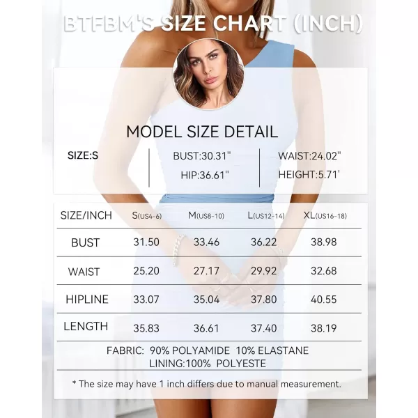 BTFBM Summer One Shoulder Dresses for Women 2024 Sleeveless Ruched Bodycon Mini Dress Sexy Club Party Cocktail DressesSolid Light Blue