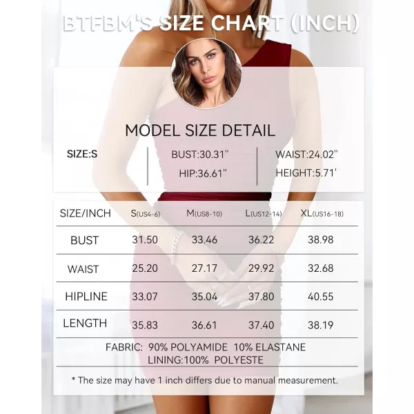 BTFBM Summer One Shoulder Dresses for Women 2024 Sleeveless Ruched Bodycon Mini Dress Sexy Club Party Cocktail DressesSolid Wine Red
