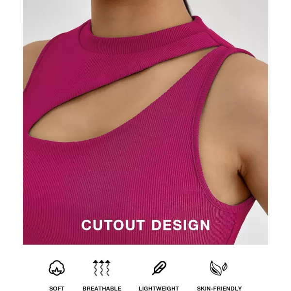 BTFBM Women 2 Piece Outfits Spring Summer Tracksuits Mock Neck Sleeveless Cutout Crop Top Wide Leg Long Pants SweatsuitsSolid Rose Red