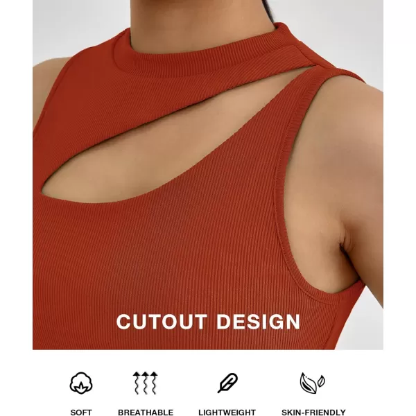 BTFBM Women 2 Piece Outfits Spring Summer Tracksuits Mock Neck Sleeveless Cutout Crop Top Wide Leg Long Pants SweatsuitsSolid Rust Red
