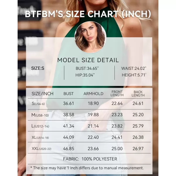BTFBM 2024 Women Summer Sleeveless Tie Mock Neck Halter Tops Casual Bow Loose Tank Top Lightweight Dressy Blouse ShirtsSolid Dark Green
