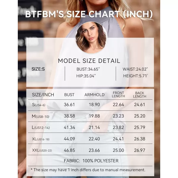 BTFBM 2024 Women Summer Sleeveless Tie Mock Neck Halter Tops Casual Bow Loose Tank Top Lightweight Dressy Blouse ShirtsSolid Grey