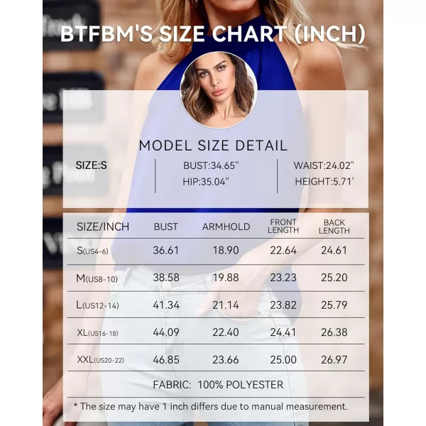 BTFBM 2024 Women Summer Sleeveless Tie Mock Neck Halter Tops Casual Bow Loose Tank Top Lightweight Dressy Blouse ShirtsSolid Royal Blue