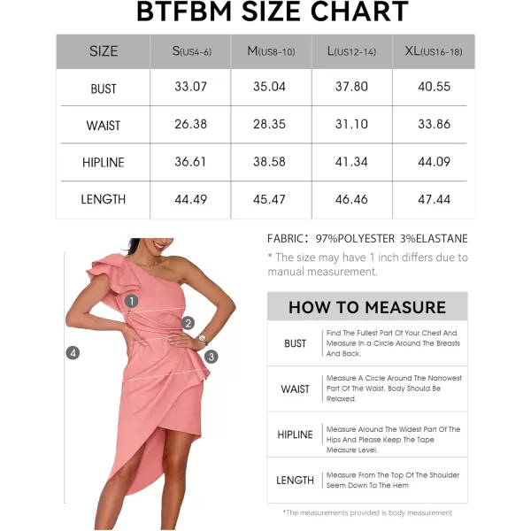 BTFBM Women 2024 Summer Fashion Elegant One Shoulder Cocktail Dress Ruffle Sleeve Wrap Ruched Bodycon Short Party DressesSolid Light Pink