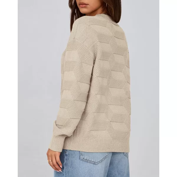 BTFBM Casual Women 2024 Fall Sweater Long Sleeve Ribbed Knit Pullover Loose Solid Crewneck Jumper TopsSolid Apricot