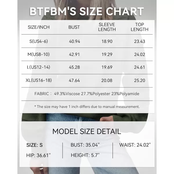 BTFBM Casual Women 2024 Fall Sweater Long Sleeve Ribbed Knit Pullover Loose Solid Crewneck Jumper TopsSolid Army Green