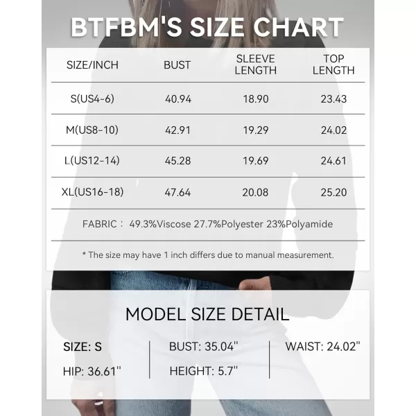 BTFBM Casual Women 2024 Fall Sweater Long Sleeve Ribbed Knit Pullover Loose Solid Crewneck Jumper TopsSolid Black