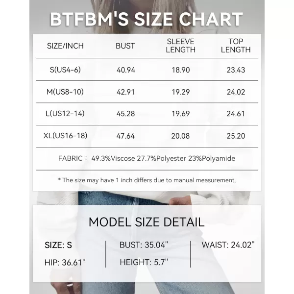 BTFBM Casual Women 2024 Fall Sweater Long Sleeve Ribbed Knit Pullover Loose Solid Crewneck Jumper TopsSolid White