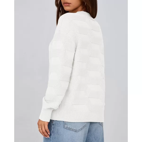 BTFBM Casual Women 2024 Fall Sweater Long Sleeve Ribbed Knit Pullover Loose Solid Crewneck Jumper TopsSolid White