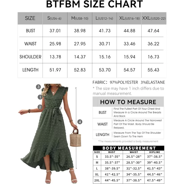 BTFBM Women 2024 Summer V Neck Dress Cap Sleeve Swiss Dot Boho Ruffle Slit Beach Cocktail Party Flowy Long Maxi DressesSwiss Dot Army Green