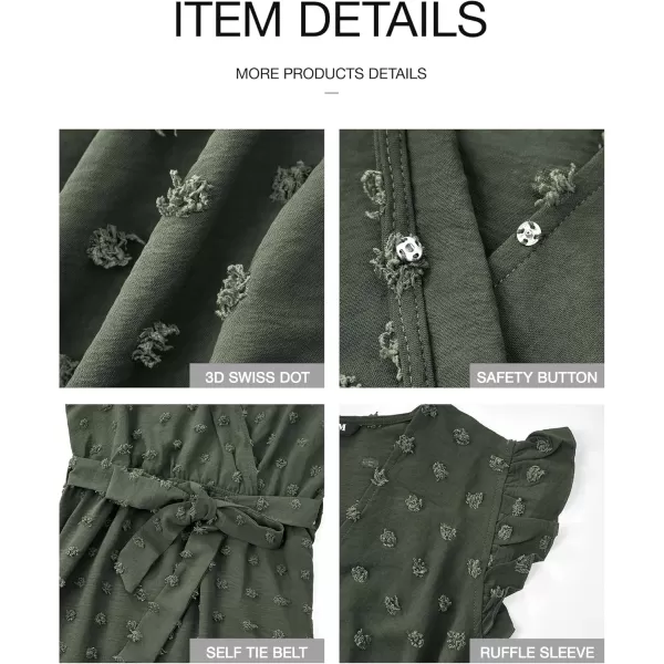 BTFBM Women 2024 Summer V Neck Dress Cap Sleeve Swiss Dot Boho Ruffle Slit Beach Cocktail Party Flowy Long Maxi DressesSwiss Dot Army Green