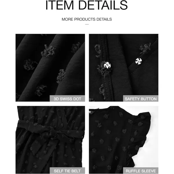 BTFBM Women 2024 Summer V Neck Dress Cap Sleeve Swiss Dot Boho Ruffle Slit Beach Cocktail Party Flowy Long Maxi DressesSwiss Dot Black